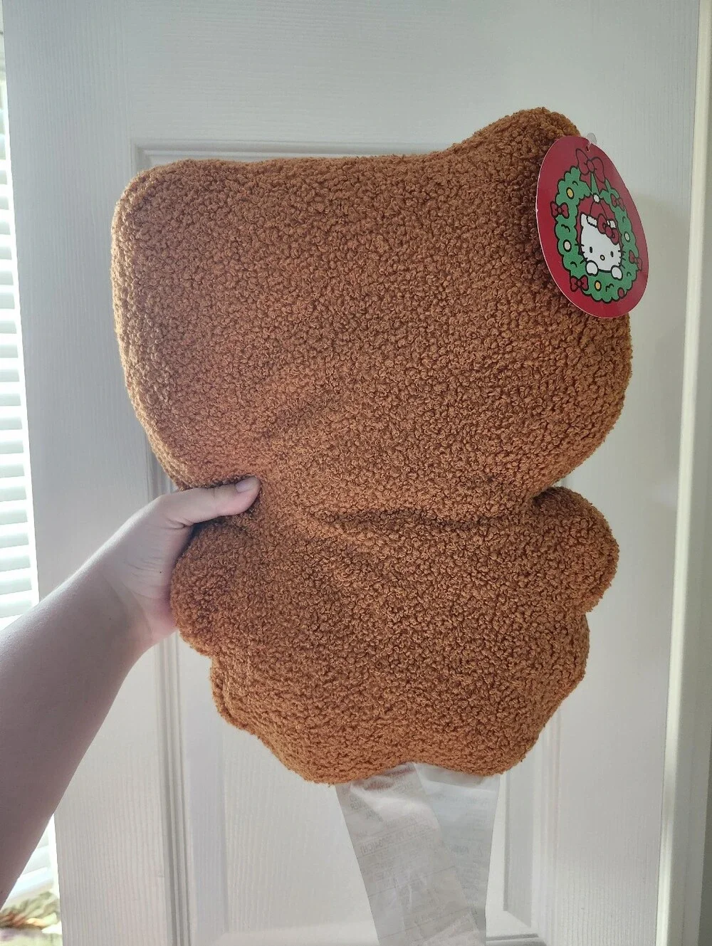 Hello Kitty Gingerbread Plush Pillow - White & Brown